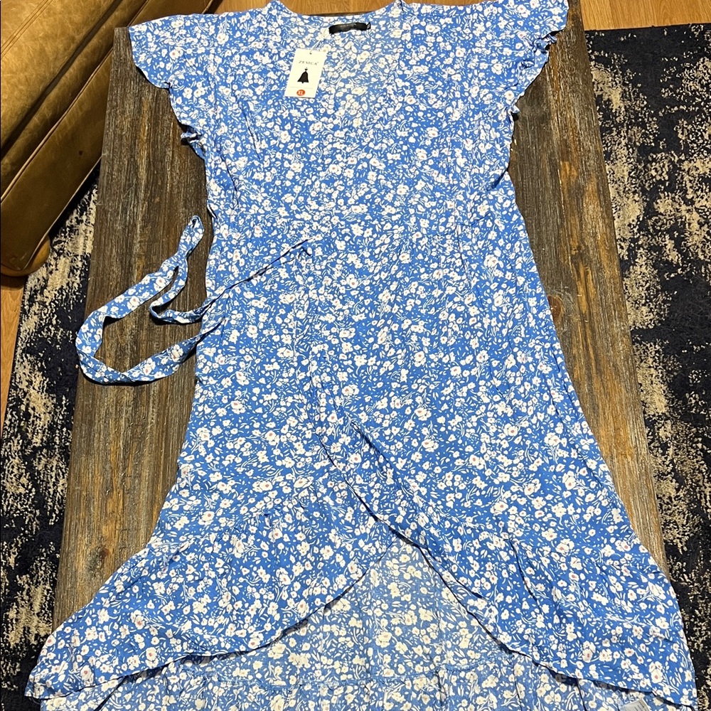 NWT Elegant Blue Floral Women's Dress